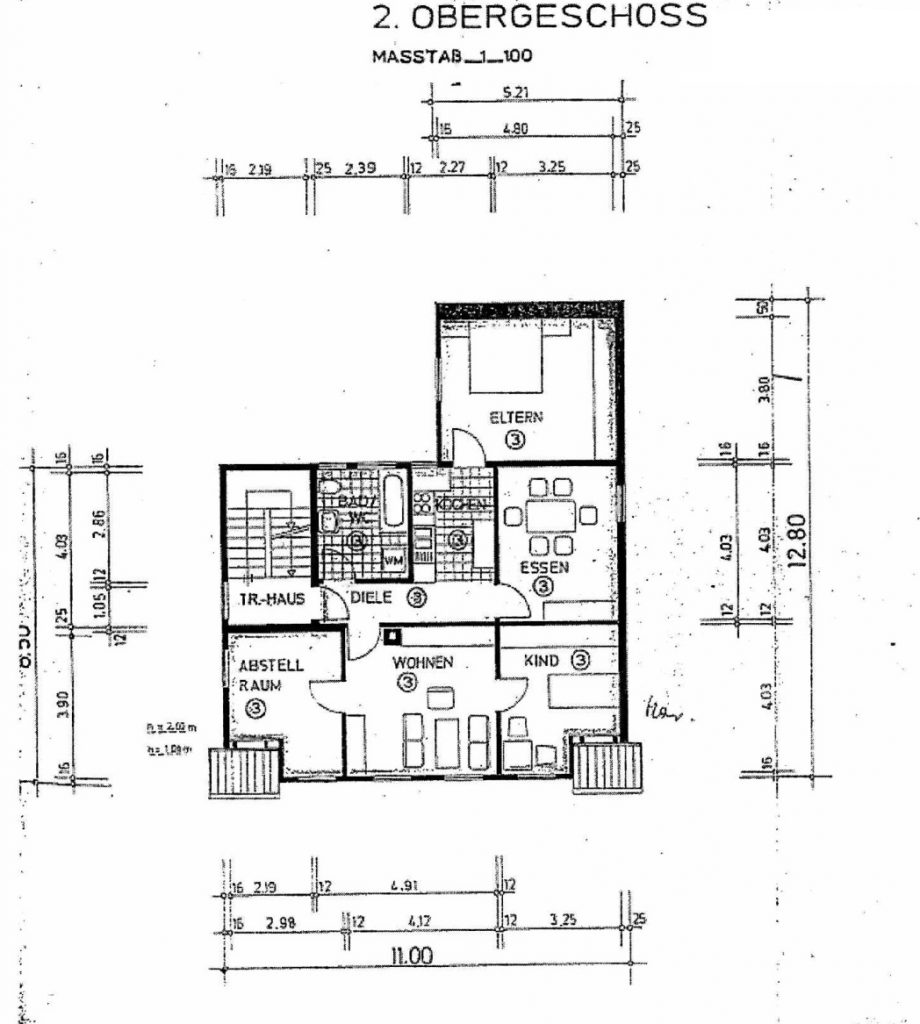 3 Wohnungen im kleinen Mehrfamilienhaus zu verkaufen, Plan 2 OG