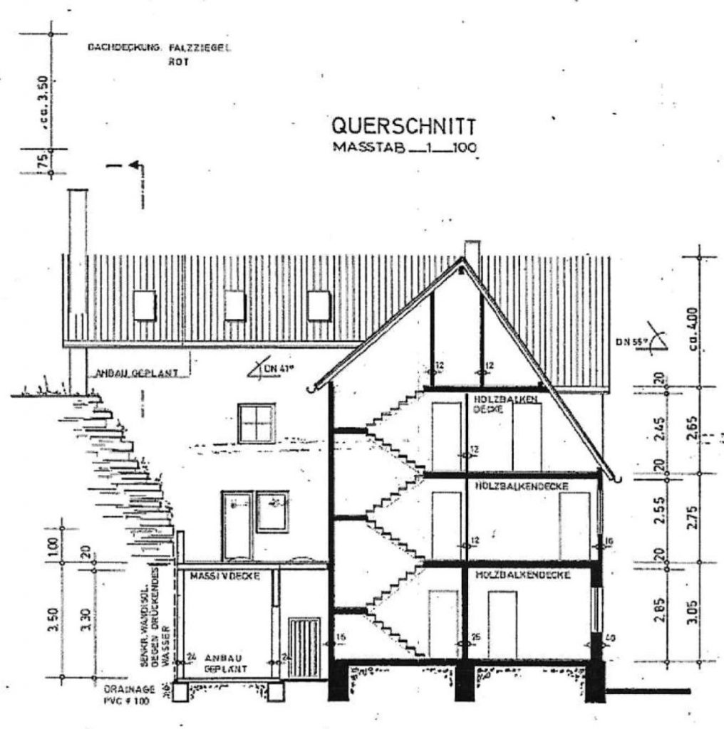 3 Wohnungen im kleinen Mehrfamilienhaus zu verkaufen, Schnitt