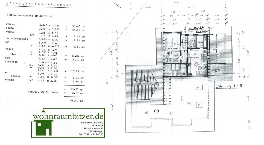 3 Zimmer Dachgeschosswohnung am Jausenteich Grundriss