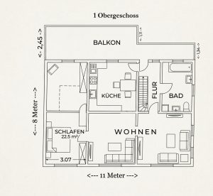 Skizze des Obergeschosses