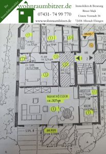 Neuwertige 4 Zimmer Erdgeschosswohnung Tübinger Stadtteil zu verkaufen, Grundriss