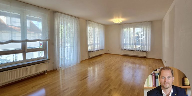 Neuwertige 4 Zimmer Erdgeschosswohnung Tübinger Stadtteil zu verkaufen, Blick ins große Wohnzimmer